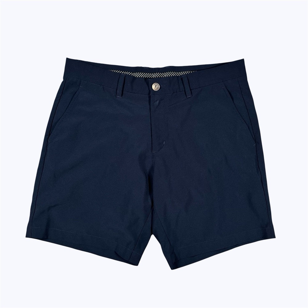 Primo Golf Shorts 7" Mens 34 Navy Blue Performance Stretch Tech Chino EUC